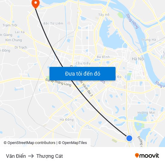 Văn Điển to Thượng Cát map