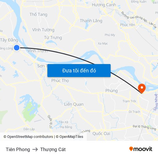 Tiên Phong to Thượng Cát map