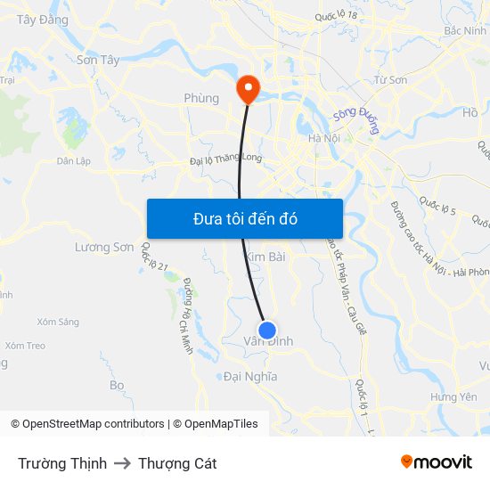 Trường Thịnh to Thượng Cát map