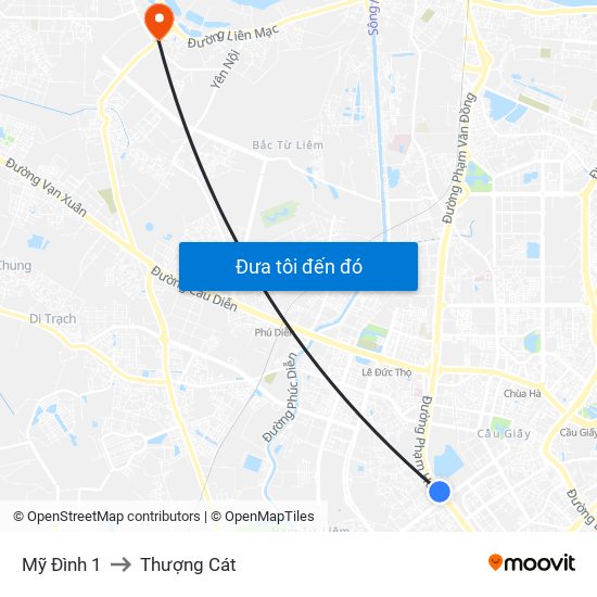 Mỹ Đình 1 to Thượng Cát map