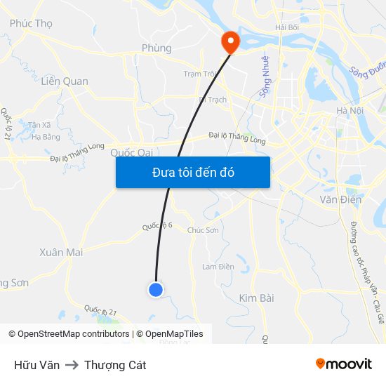 Hữu Văn to Thượng Cát map