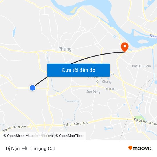 Dị Nậu to Thượng Cát map