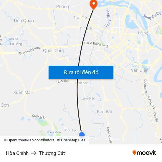 Hòa Chính to Thượng Cát map