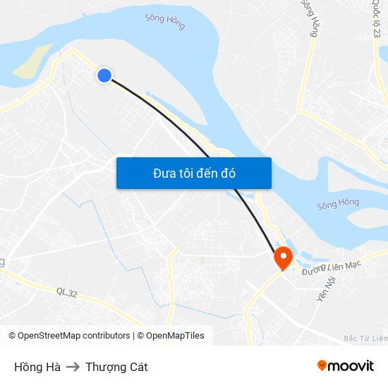 Hồng Hà to Thượng Cát map