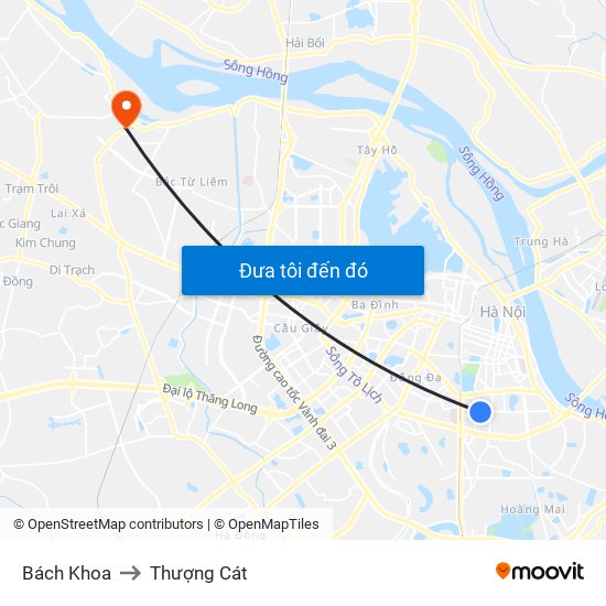 Bách Khoa to Thượng Cát map