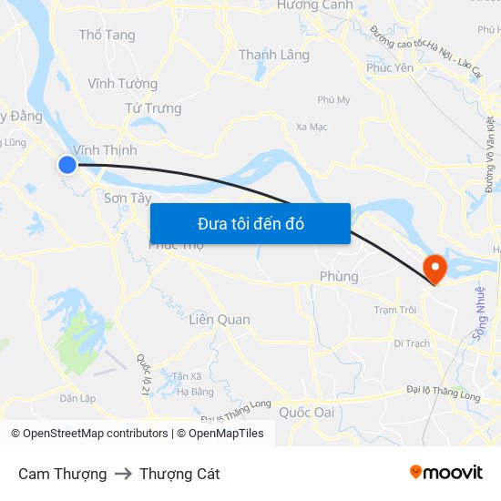 Cam Thượng to Thượng Cát map