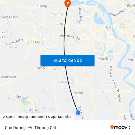 Cao Dương to Thượng Cát map