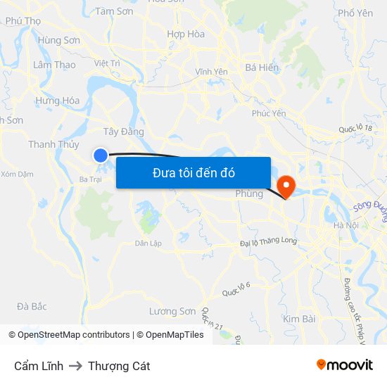 Cẩm Lĩnh to Thượng Cát map