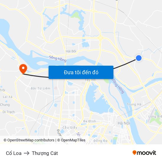 Cổ Loa to Thượng Cát map