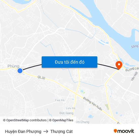 Huyện Đan Phượng to Thượng Cát map