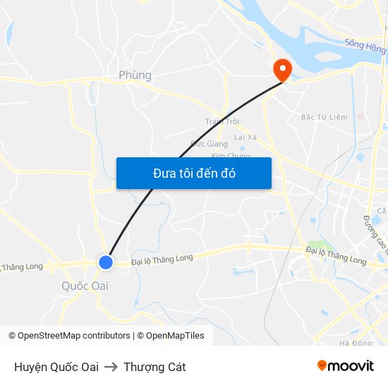 Huyện Quốc Oai to Thượng Cát map