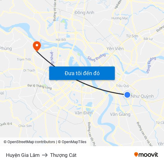 Huyện Gia Lâm to Thượng Cát map