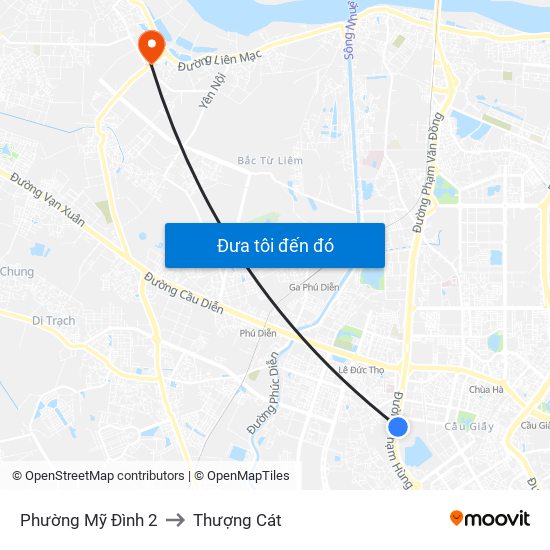 Phường Mỹ Đình 2 to Thượng Cát map