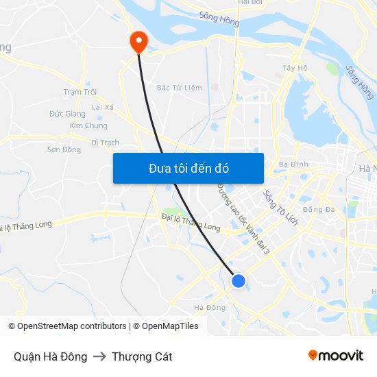 Quận Hà Đông to Thượng Cát map