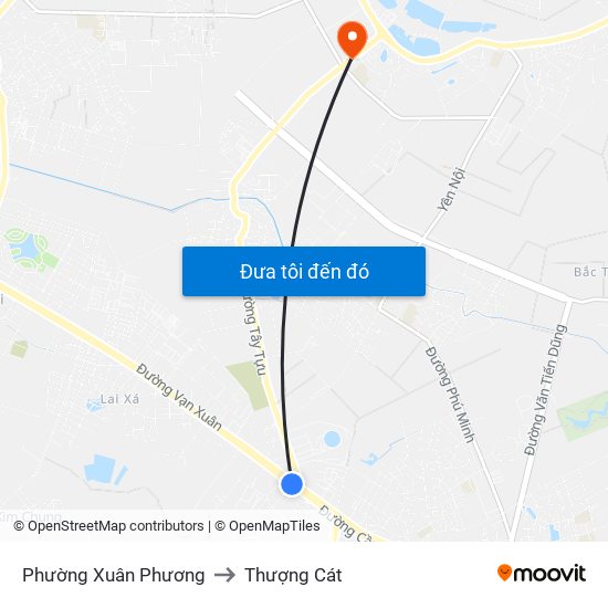 Phường Xuân Phương to Thượng Cát map