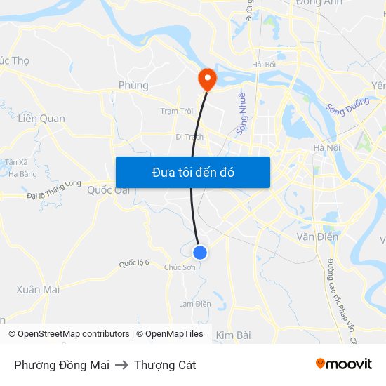 Phường Đồng Mai to Thượng Cát map