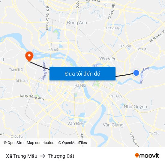 Xã Trung Mầu to Thượng Cát map