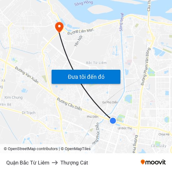 Quận Bắc Từ Liêm to Thượng Cát map