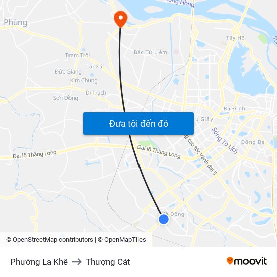 Phường La Khê to Thượng Cát map