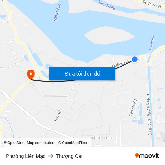 Phường Liên Mạc to Thượng Cát map