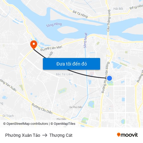 Phường Xuân Tảo to Thượng Cát map