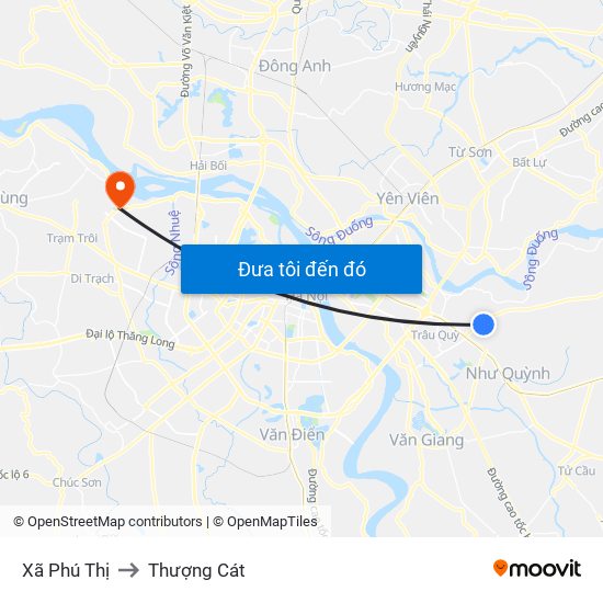 Xã Phú Thị to Thượng Cát map