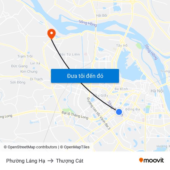 Phường Láng Hạ to Thượng Cát map