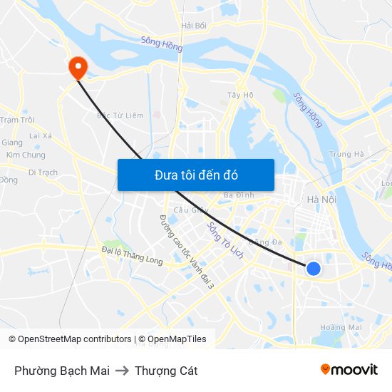 Phường Bạch Mai to Thượng Cát map