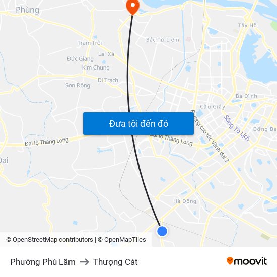 Phường Phú Lãm to Thượng Cát map