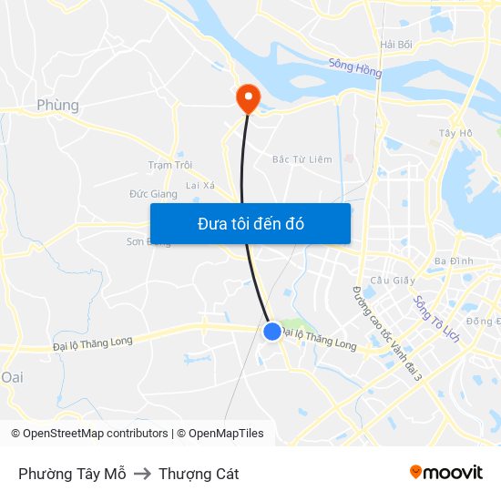 Phường Tây Mỗ to Thượng Cát map