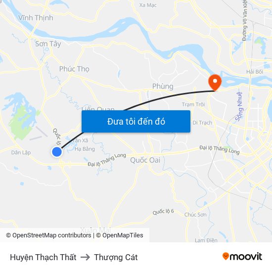 Huyện Thạch Thất to Thượng Cát map