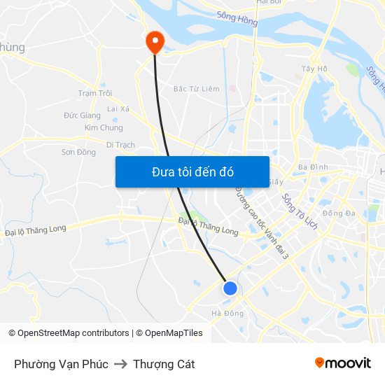 Phường Vạn Phúc to Thượng Cát map