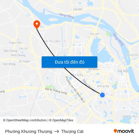 Phường Khương Thượng to Thượng Cát map