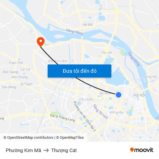 Phường Kim Mã to Thượng Cát map