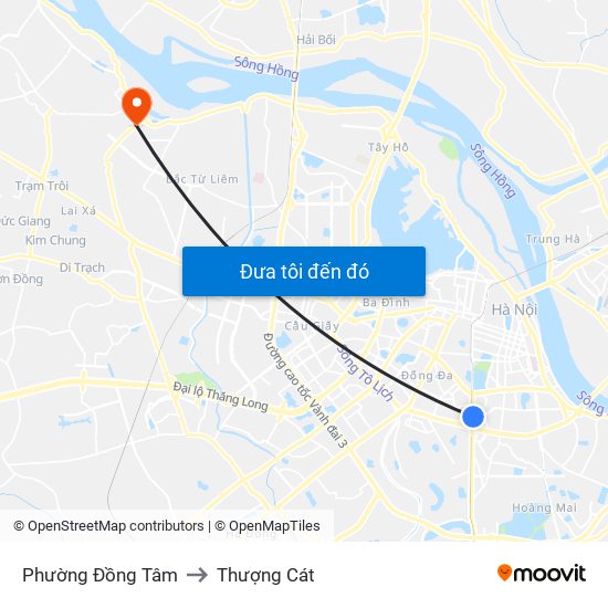 Phường Đồng Tâm to Thượng Cát map