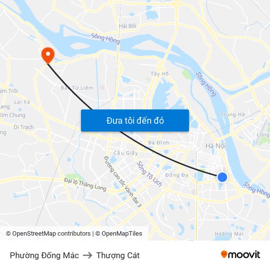 Phường Đống Mác to Thượng Cát map