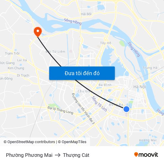 Phường Phương Mai to Thượng Cát map