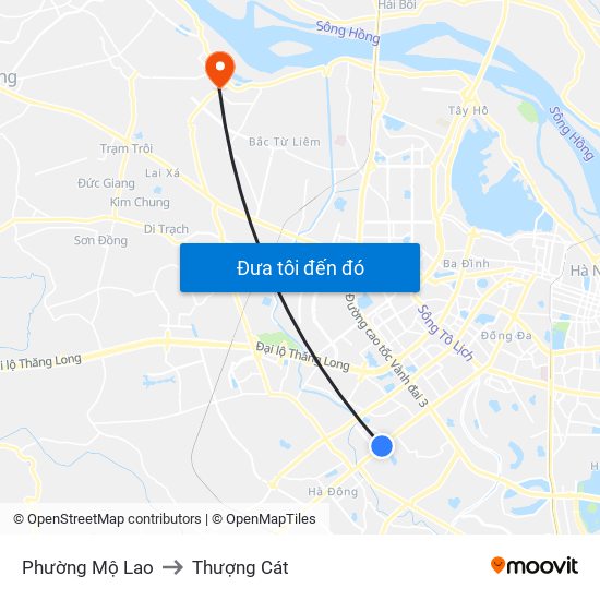 Phường Mộ Lao to Thượng Cát map