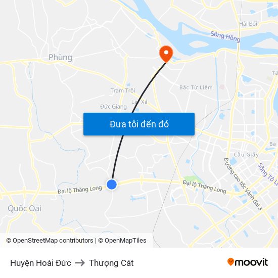 Huyện Hoài Đức to Thượng Cát map