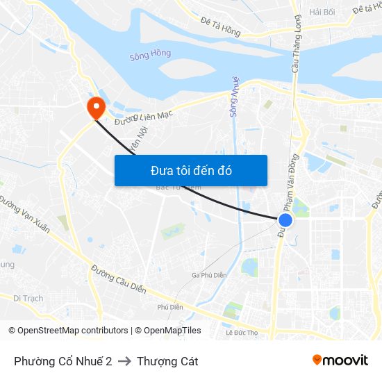 Phường Cổ Nhuế 2 to Thượng Cát map