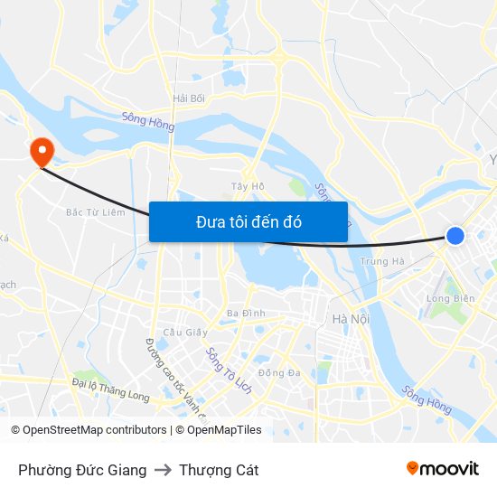 Phường Đức Giang to Thượng Cát map