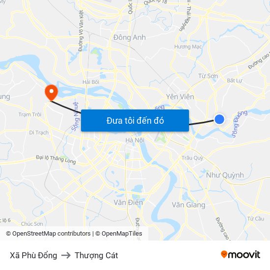 Xã Phù Đổng to Thượng Cát map