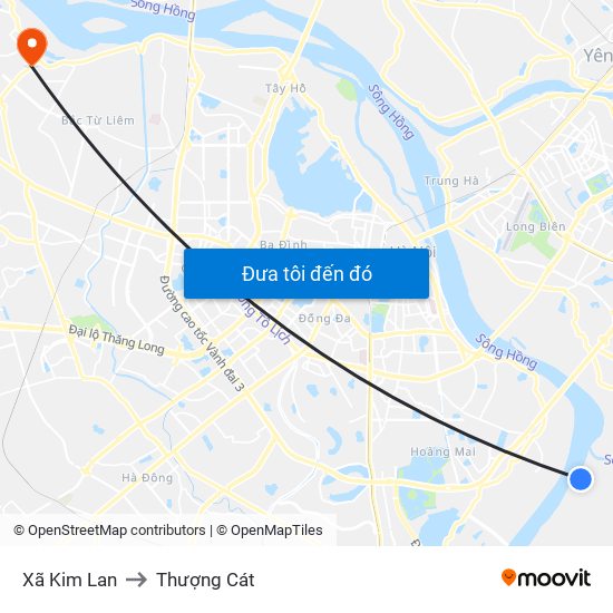 Xã Kim Lan to Thượng Cát map