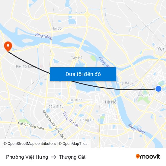 Phường Việt Hưng to Thượng Cát map