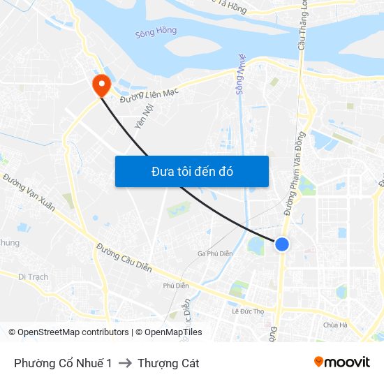 Phường Cổ Nhuế 1 to Thượng Cát map