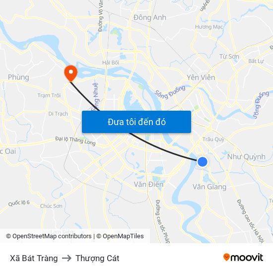 Xã Bát Tràng to Thượng Cát map