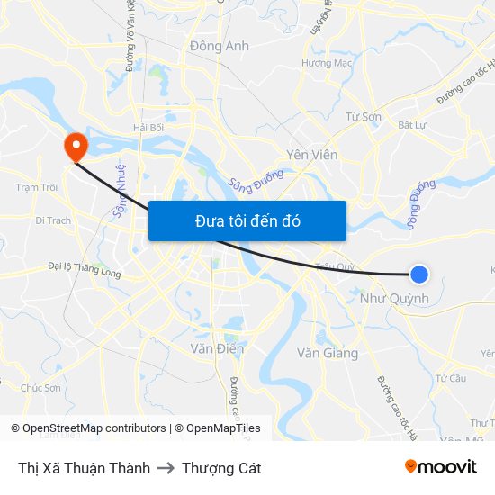 Thị Xã Thuận Thành to Thượng Cát map