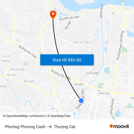 Phường Phương Canh to Thượng Cát map