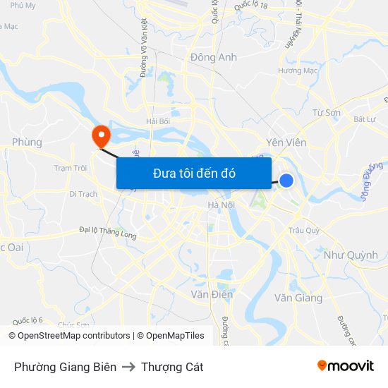 Phường Giang Biên to Thượng Cát map