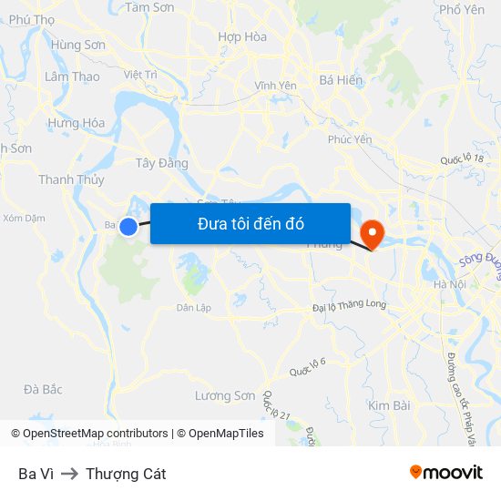 Ba Vì to Thượng Cát map